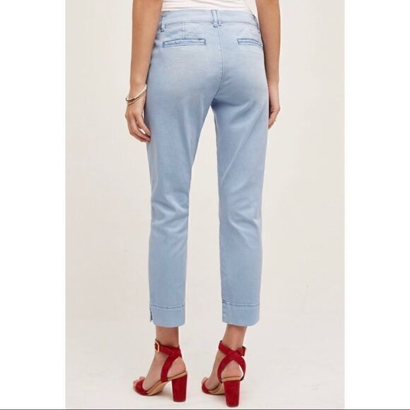 NEW Anthropologie Pilcro Stet Blue Straight Cropped Chino Capri Pants Sze 31 - Picture 3 of 4